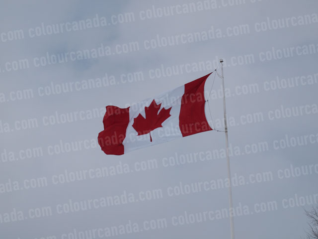 Canadian Flag Grey Sky (3) | Cheap Stock Photo