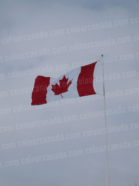 Canadian Flag Against Grey Sky (4) | Cheap Stock Photo