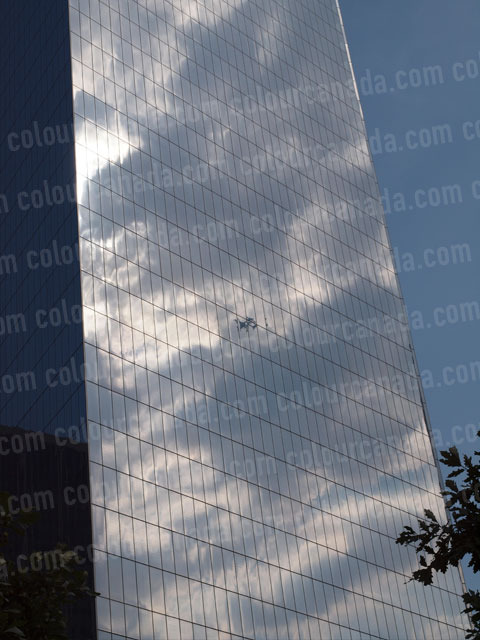 New Trade Center Tower with Plane Reflection | Cheap Stock Photo