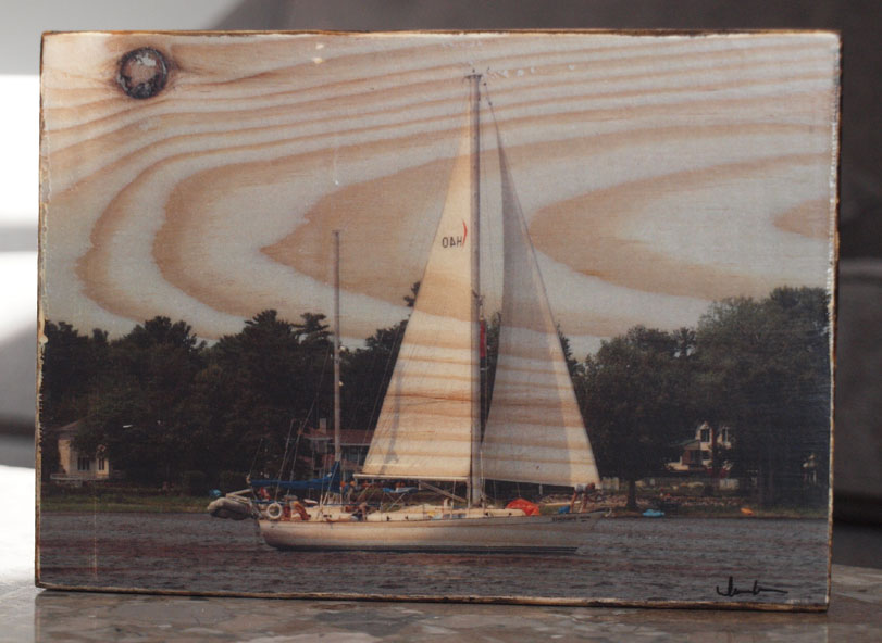 Original Photo Print | Hughs 40 Sailboat | Reclaimed Wood