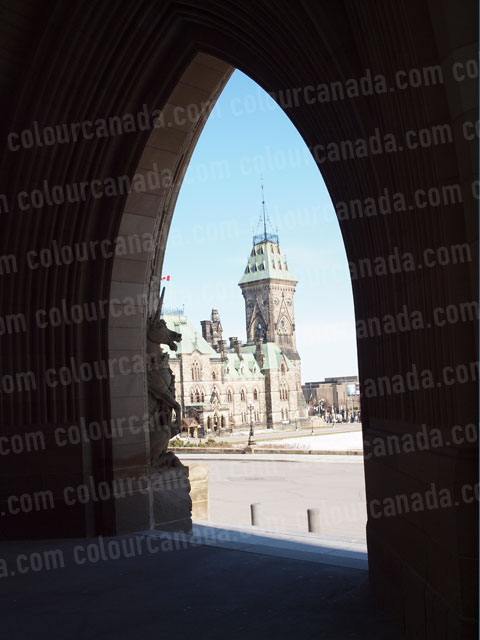 East Block of Parliament Through an Arch | Cheap Stock Photo