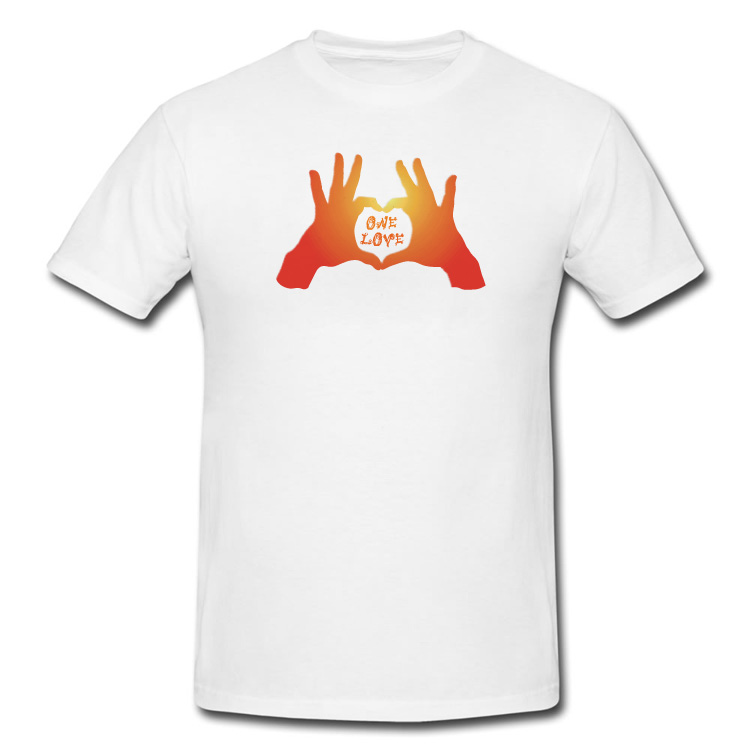 One Love Hand Heart Positive Message T Shirt