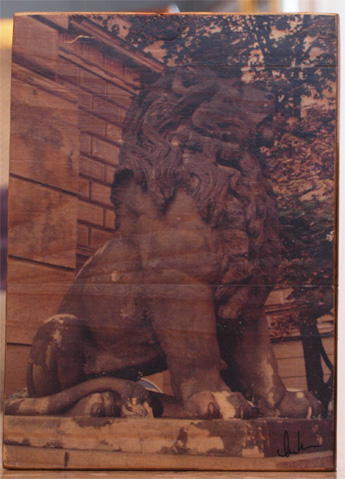 Original Photo Print | Prague Lion Statue | Reclaimed Wood