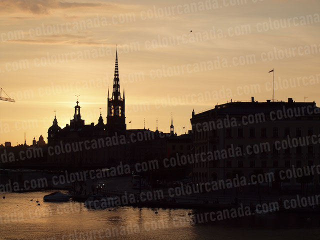 Silhouette of Stockholm Skyline | Cheap Stock Photo