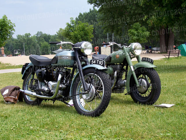 Two Vintage Triumph Motorcycles | Cheap Stock Photo