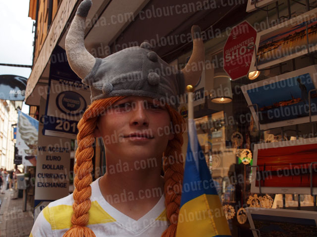 Viking Hat on Teenager | Cheap Stock Photo
