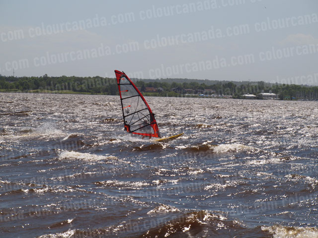 Windsurfer (4) Red Sail Yellow Board | Cheap Stock Photo